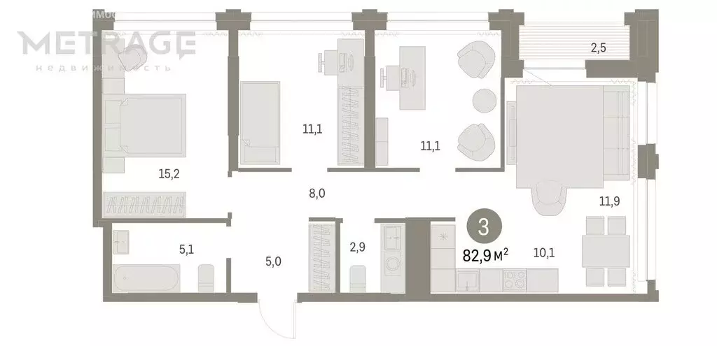 4-комнатная квартира: Новосибирск, улица Семьи Шамшиных, 91 (83 м) - Фото 0