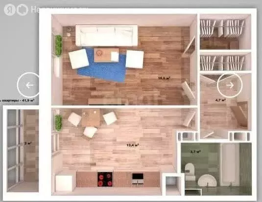 1-комнатная квартира: Тверь, Оснабрюкская улица, 10к1 (41.9 м) - Фото 0