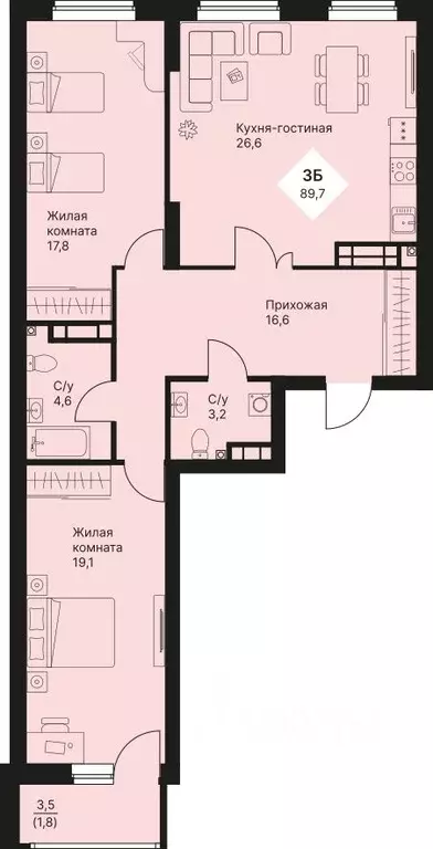 3-к кв. Свердловская область, Екатеринбург Эльмаш жилрайон, Веер Парк ... - Фото 0