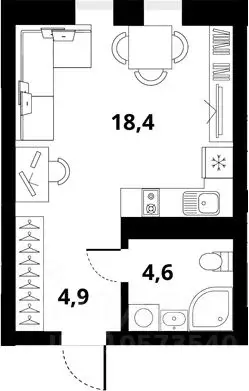 Студия Новосибирская область, Новосибирск Тайгинская ул., с3 (27.8 м) - Фото 1