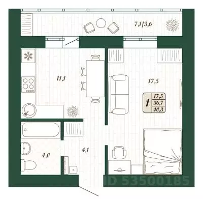 1-к кв. Самарская область, Волжский район, Смышляевка городское ... - Фото 1
