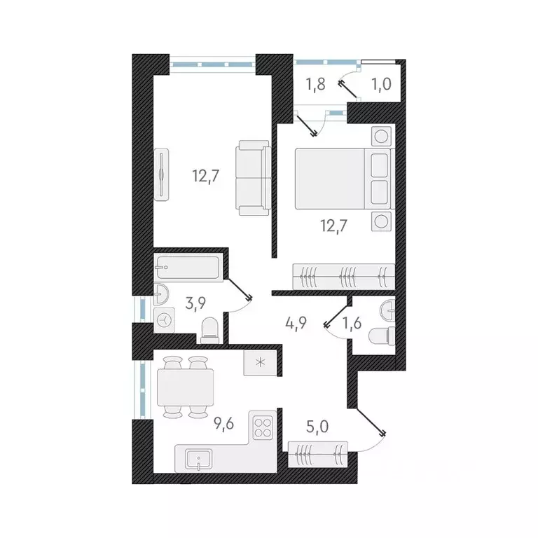 2-к кв. Новосибирская область, Новосибирск ул. Аэропорт, 49/2 (50.3 м) - Фото 1