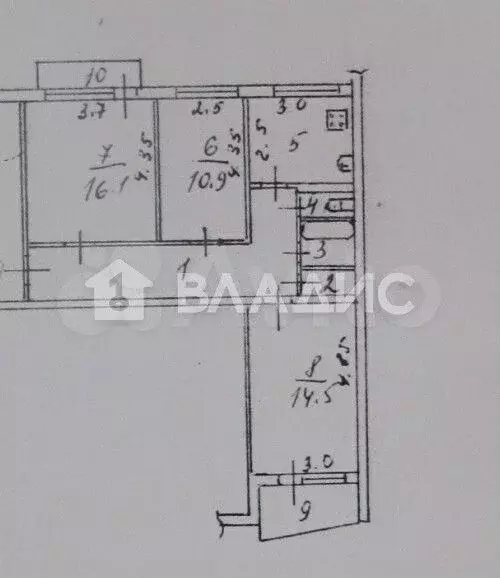 3-к. квартира, 70,8 м, 9/9 эт. - Фото 0