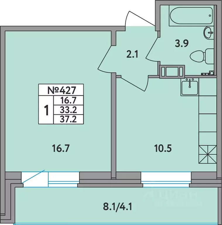 1-к кв. Ленинградская область, Всеволожский район, д. Новое Девяткино ... - Фото 1