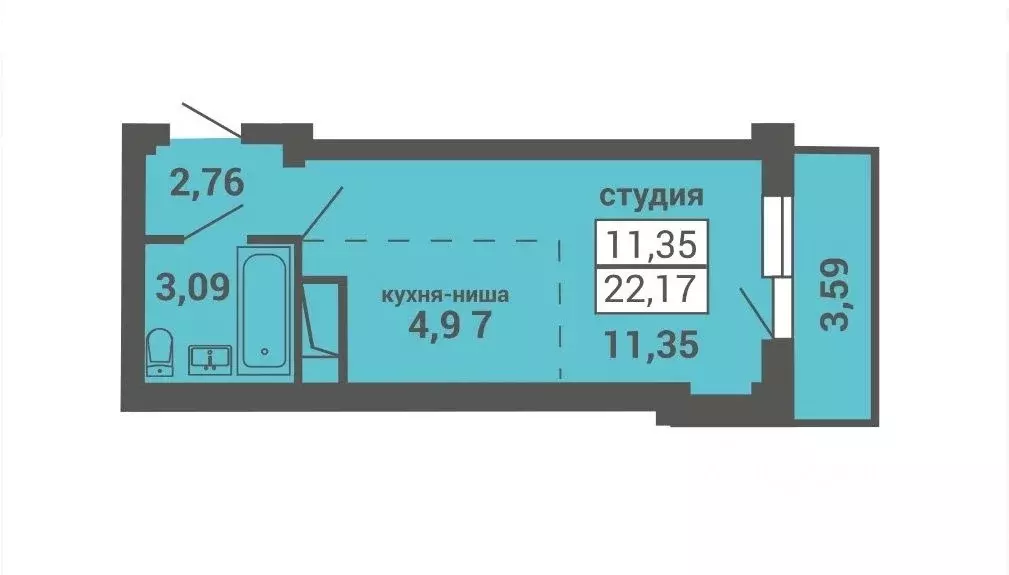 Студия Архангельская область, Архангельск Стелс жилой комплекс (22.17 ... - Фото 0