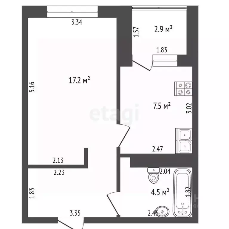 1-к кв. Тюменская область, Тюмень Дамбовская ул., 25к1 (35.5 м) - Фото 2