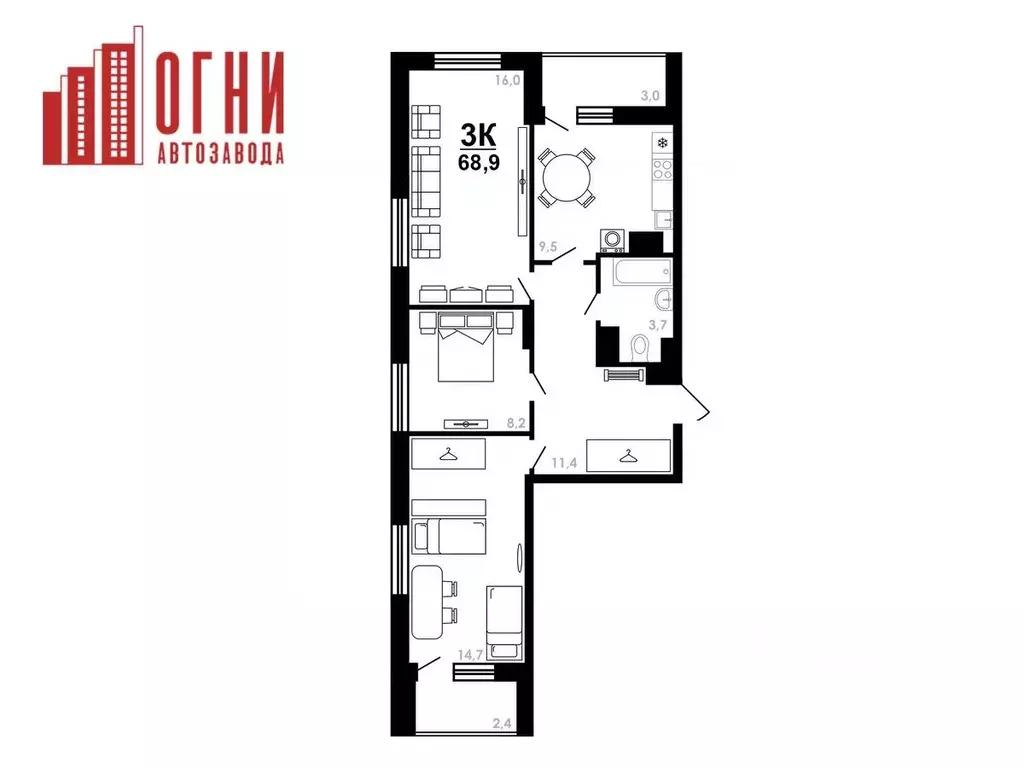 3-к кв. Нижегородская область, Нижний Новгород Коломенская ул., 8к4 ... - Фото 1