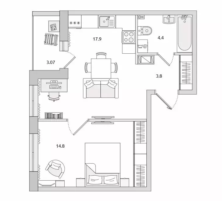 1-комнатная квартира: Санкт-Петербург, Белоостровская улица, 10к3 ... - Фото 1