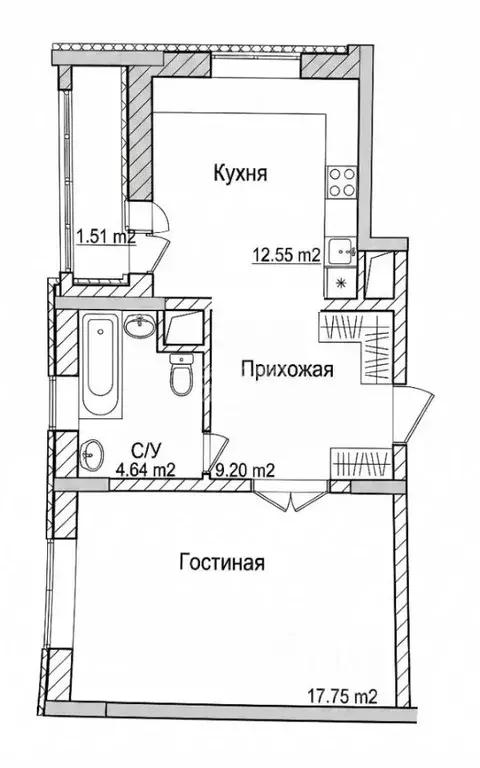 1-к кв. Москва Сосенское поселение, ул. Николо-Хованская, 32 (47.0 м) - Фото 2