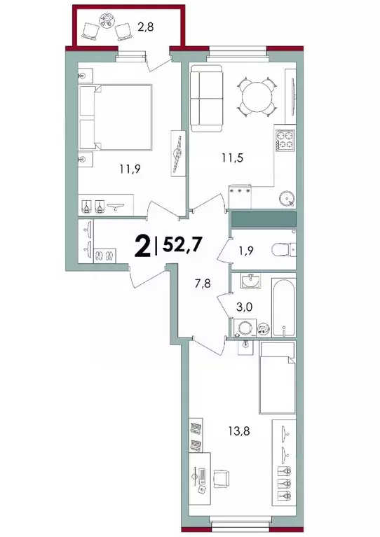 2-к кв. Тверская область, Калининский муниципальный округ, д. Батино  ... - Фото 1