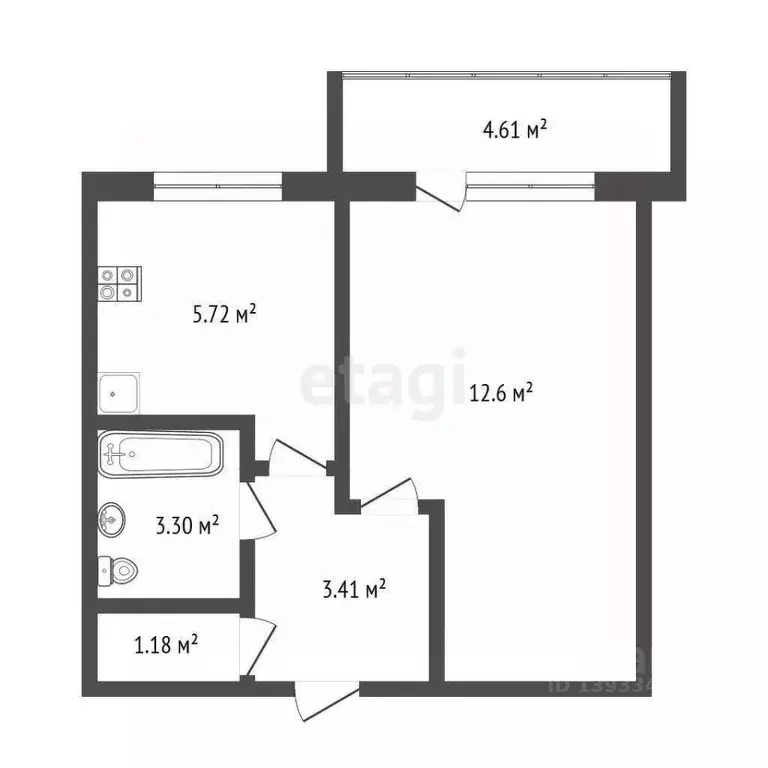 1-к кв. Тюменская область, Тюмень ул. Московский Тракт, 37 (25.9 м) - Фото 2