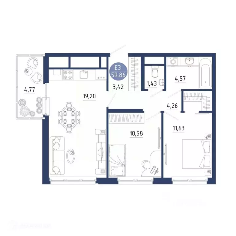 2-к кв. Рязанская область, Рязанский муниципальный округ, с. Дядьково ... - Фото 2