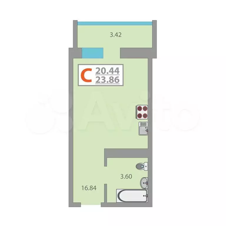 Квартира-студия, 21 м, 10/20 эт. - Фото 0