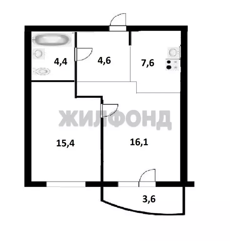 2-комнатная квартира: Новосибирск, улица Дуси Ковальчук, 248/1 (48.1 ... - Фото 0