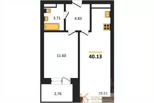 1-к кв. Воронежская область, Воронеж Транспортная ул., 58 (40.13 м) - Фото 0