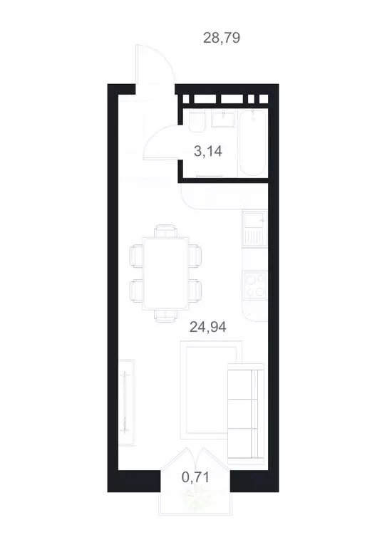 Квартира-студия: Каспийск, улица М. Халилова, 1А (28.79 м) - Фото 1