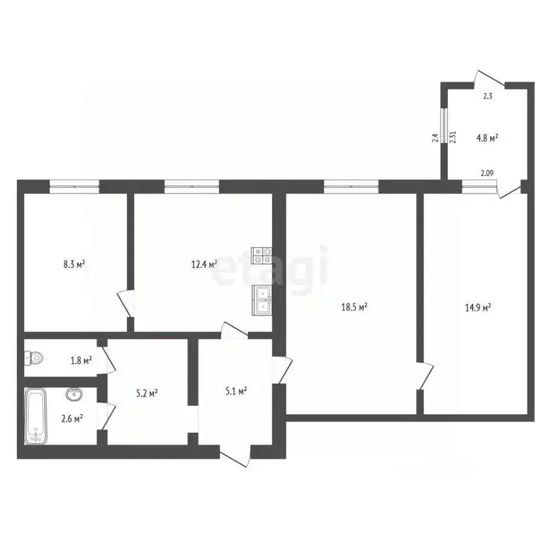 3-к кв. Ростовская область, Азовский район, Обильненское с/пос, пос. ... - Фото 2