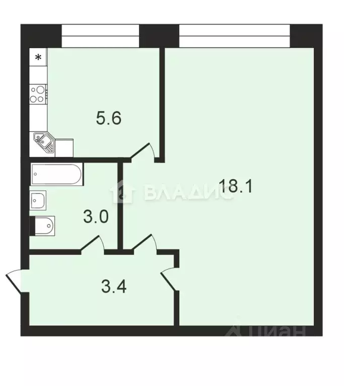 1-к кв. Владимирская область, Ковров Текстильная ул., 2В (30.1 м) - Фото 2