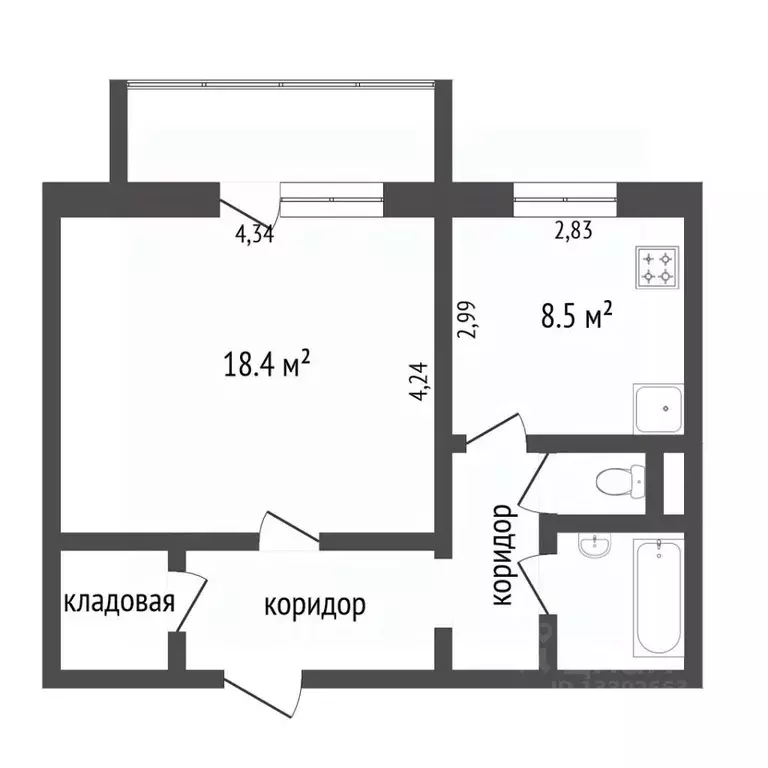 1-к кв. Ханты-Мансийский АО, Сургут Быстринская ул., 20 (40.0 м) - Фото 1