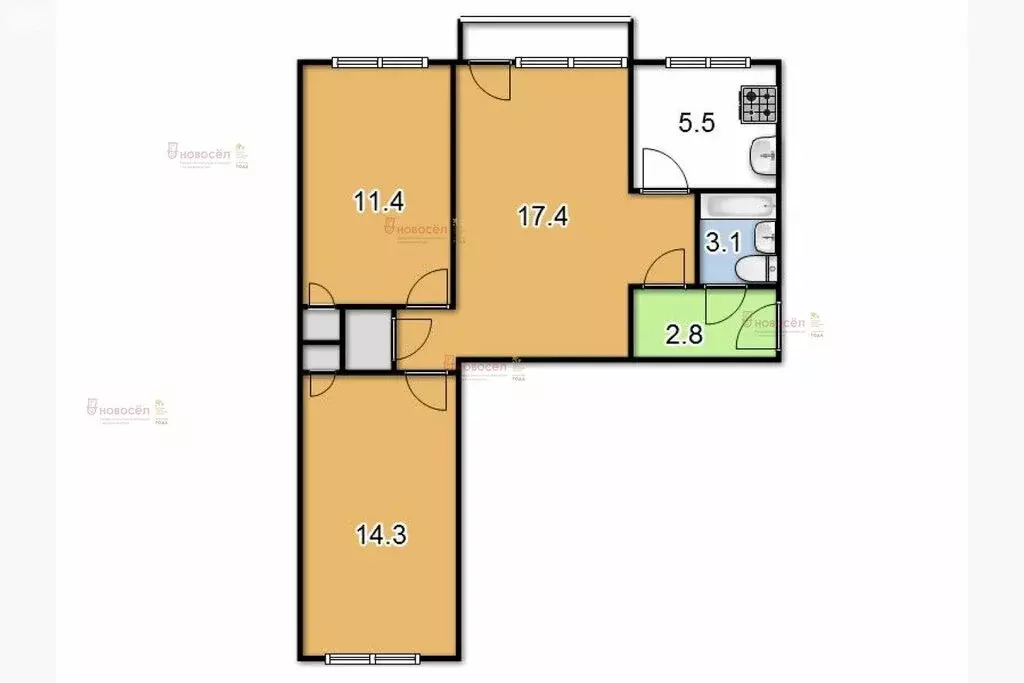 3-комнатная квартира: Берёзовский, улица Академика Королёва, 5 (58 м) - Фото 0