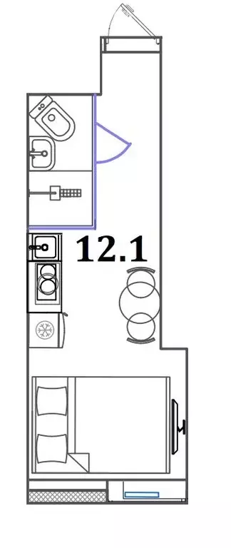 Квартира-студия: Санкт-Петербург, Бумажная улица, 22к2 (12.1 м) - Фото 2