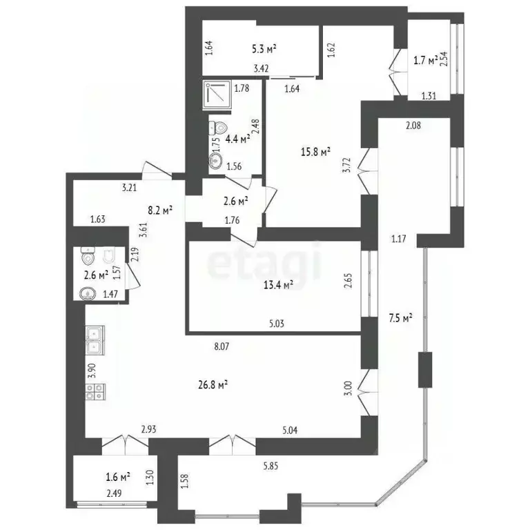 3-к кв. Калининградская область, Зеленоградск ул. Гагарина, 85к2 (80.1 ... - Фото 1