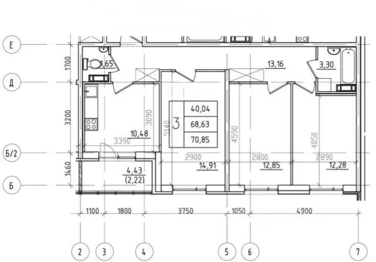 3-к кв. Санкт-Петербург, Санкт-Петербург, Колпино Понтонная ул., 13к1 ... - Фото 2