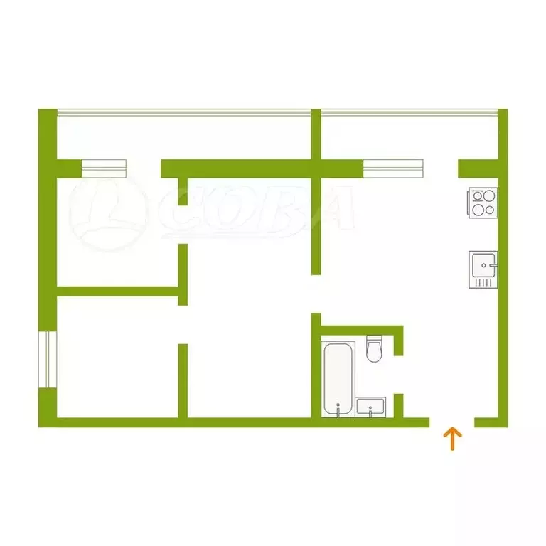 3-комнатная квартира: Тюмень, улица Республики, 241 (47.3 м) - Фото 2