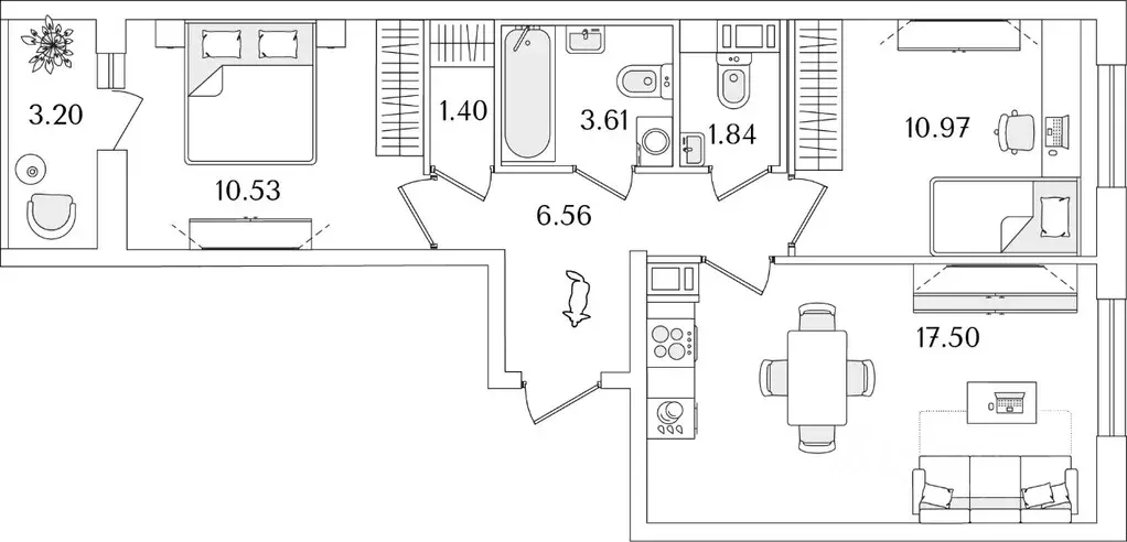 2-к кв. Санкт-Петербург ул. Тамбасова, 5Н (54.01 м) - Фото 0