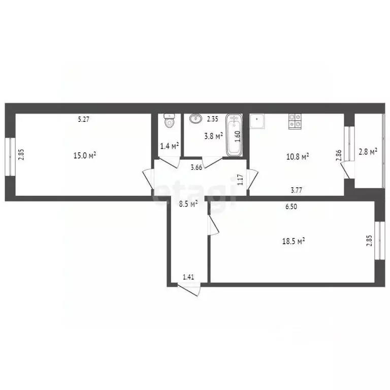 2-к кв. Ростовская область, Таганрог ул. Сызранова, 22 (58.0 м) - Фото 2