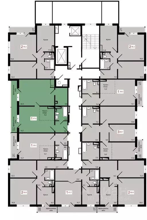 1-к кв. Красноярский край, Красноярск Пашенный мкр,  (67.9 м) - Фото 1