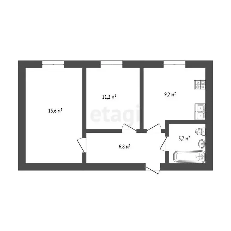 2-комнатная квартира: посёлок городского типа Стройкерамика, улица ... - Фото 1