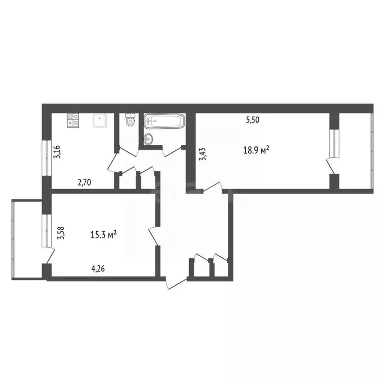 2-к кв. Тюменская область, Тюмень Даудельная ул., 11 (61.1 м) - Фото 1