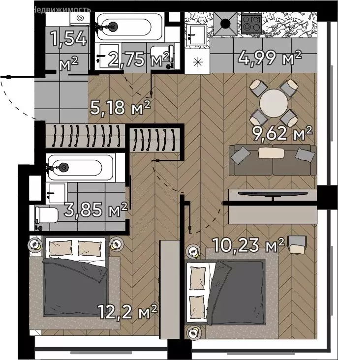 3-комнатная квартира: Москва, улица Берзарина, 37 (50.36 м) - Фото 0