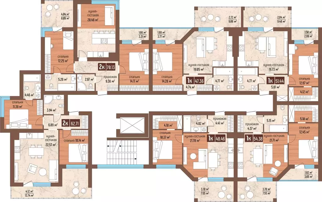 1-к кв. Калининградская область, Светлогорск Ольховая ул., 32к8 (54.38 ... - Фото 2