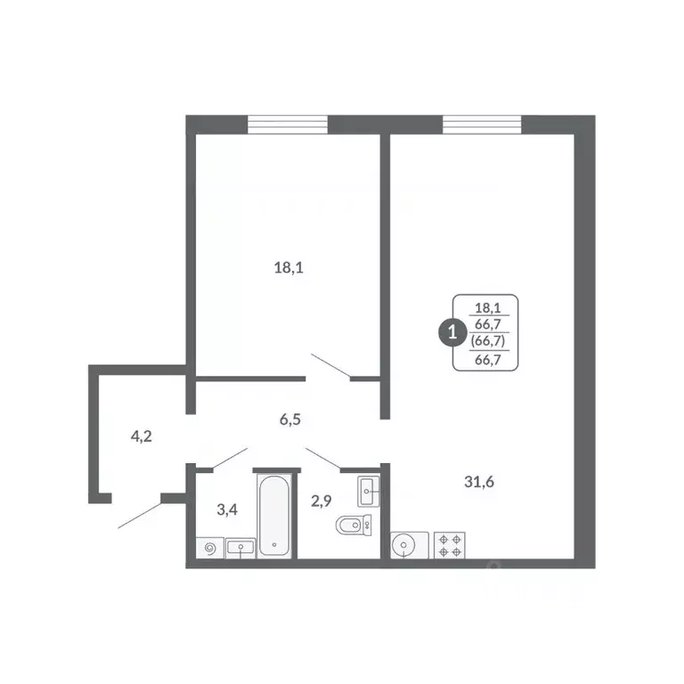 1-к кв. Кировская область, Киров ул. Потребкооперации, 34 (66.7 м) - Фото 1