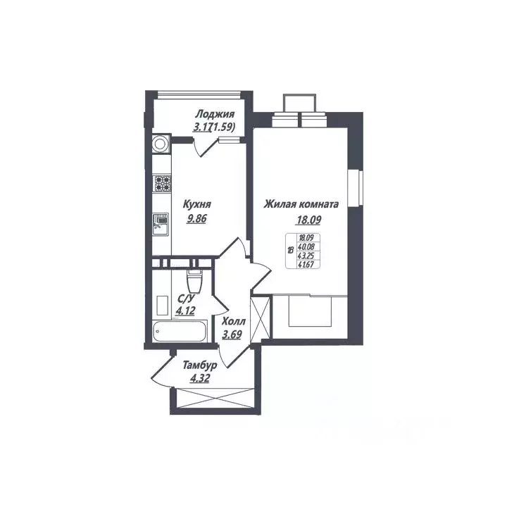 1-к кв. Ставропольский край, Ессентуки Октябрьская ул., 8/5 (41.67 м) - Фото 1