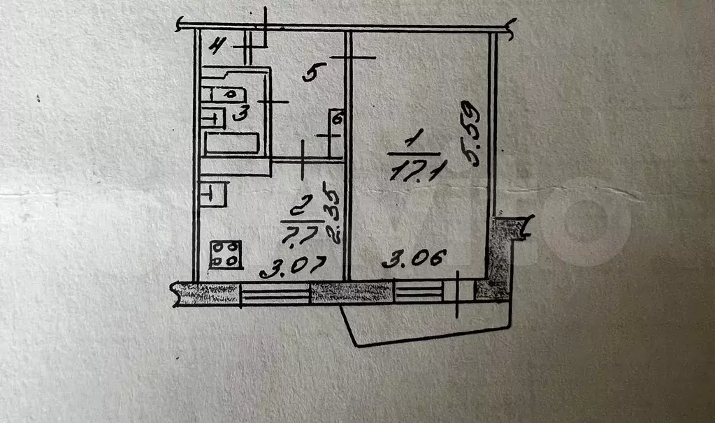 1-к. квартира, 33,6 м, 4/9 эт. - Фото 0