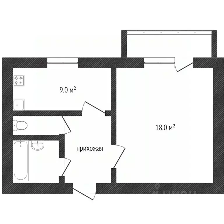 1-к кв. Белгородская область, Белгород ул. Буденного, 14 (35.0 м) - Фото 2