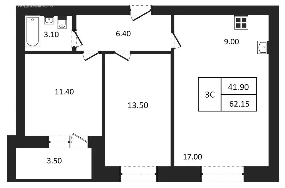 3-комнатная квартира: Новосибирск, улица Семёна Иоаниди, 5 (62.15 м) - Фото 0