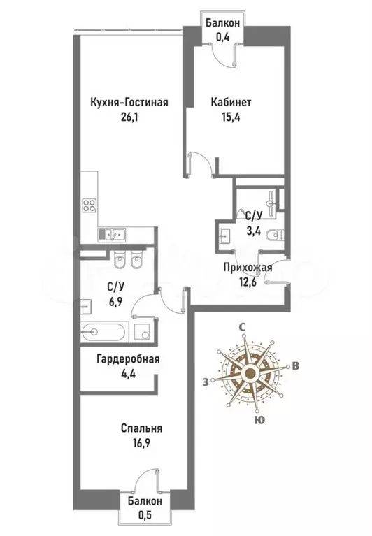 3-к. квартира, 78 м, 4/9 эт. - Фото 0