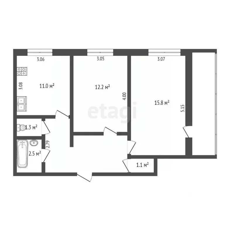 2-к кв. Коми, Усинск ул. Нефтяников, 36 (52.1 м) - Фото 1