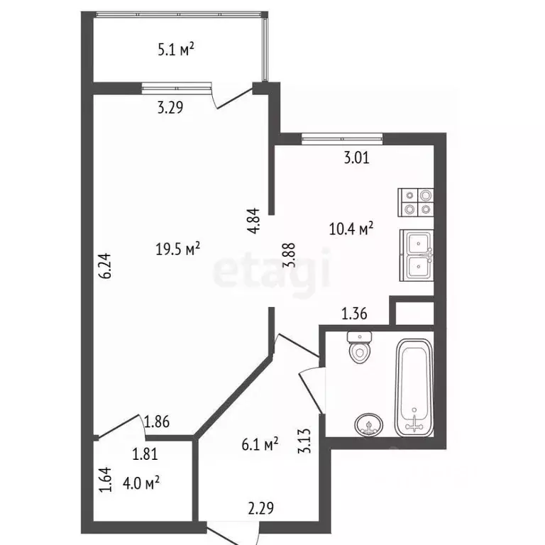 1-к кв. Санкт-Петербург просп. Кузнецова, 11к2 (42.6 м) - Фото 1