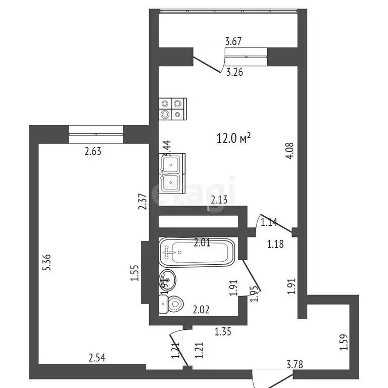 1-комнатная квартира: Саранск, проспект Российской Армии, 2 (38 м) - Фото 1