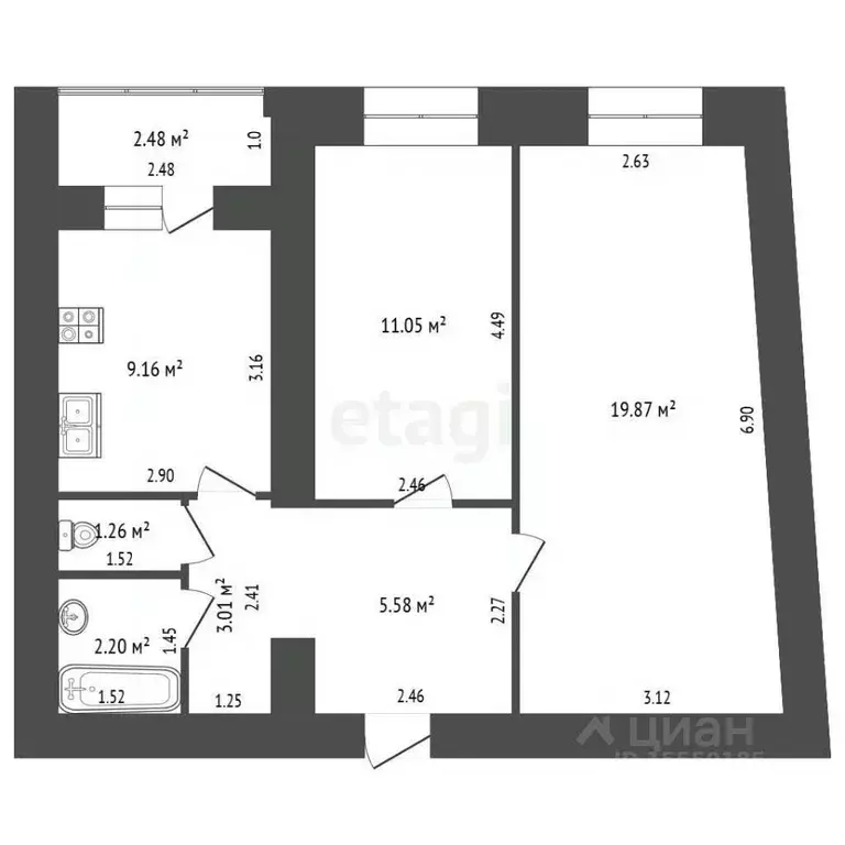 2-к кв. Самарская область, Самара 18-й километр Московского шоссе ... - Фото 2