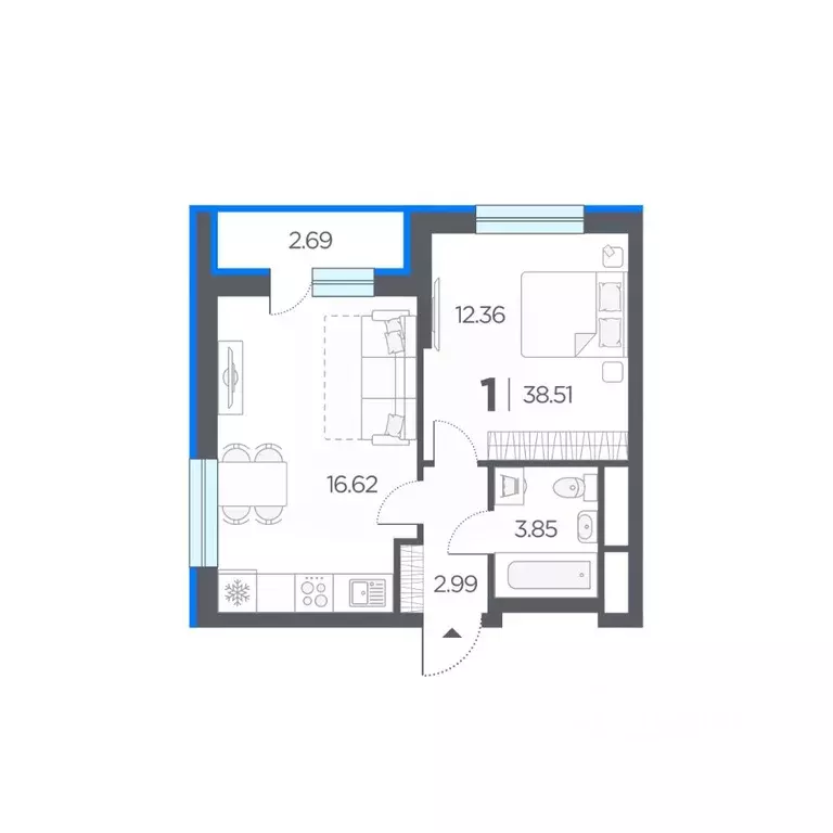 1-к кв. Рязанская область, Рязанский муниципальный округ, с. Дядьково ... - Фото 1