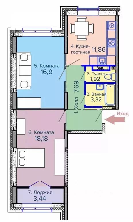 2-к кв. Пермский край, Березники  (63.31 м) - Фото 1