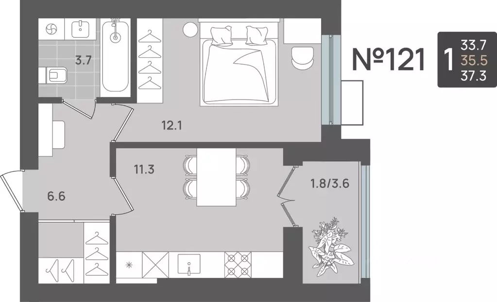 1-к кв. Калининградская область, Пионерский Рабочая ул., 11 (35.5 м) - Фото 1