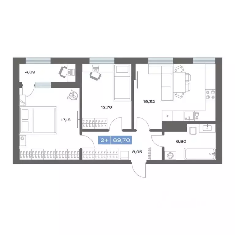 2-к кв. Тюменская область, Тобольск пер. Радищева, 17 (69.7 м) - Фото 0