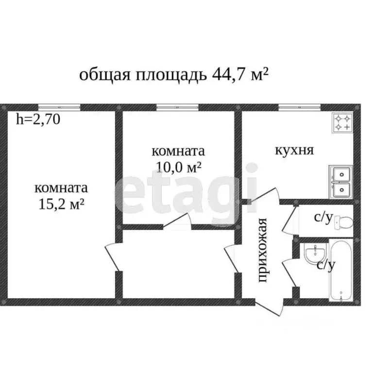 2-к кв. Ханты-Мансийский АО, Сургут ул. Лермонтова, 7 (44.6 м) - Фото 1